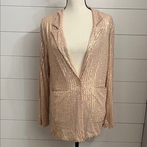 Elegant Sequin Blazer - Light Pink